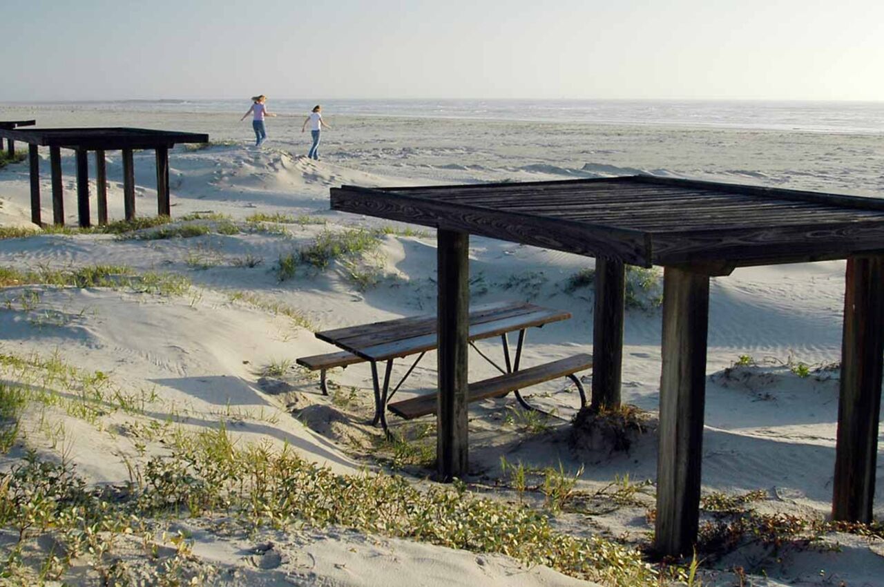 Beach with people in distance on Mustang Island Texas