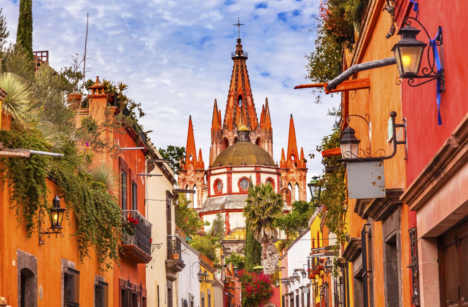 Aldama Street Parroquia Archangel church Dome Steeple San Miguel de Allende, Mexico